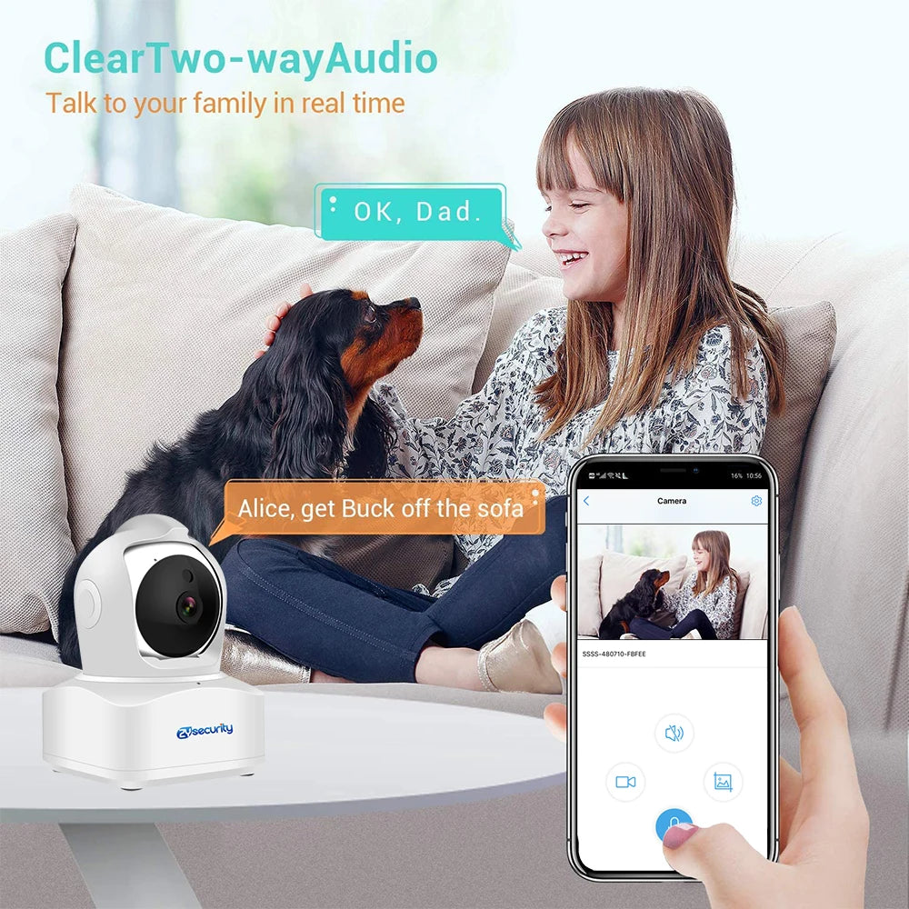 4MP Wifi PTZ Camera Indoor Smart Home Security Dome IP Camera 15M IR Night Vision Human Tracking Wireless Pet Camera Camhipro