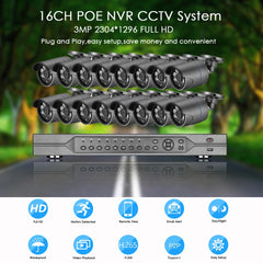 H.265 16CH POE NVR Kit 3MP CCTV Camera System 3MP Outdoor Waterproof Audio IP Camera POE Security Video Surveillance Set
