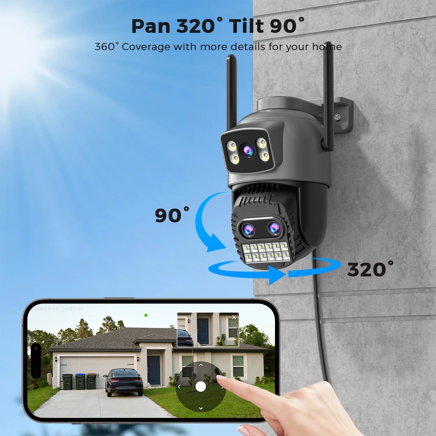15MP Wifi Camera PTZ Outdoor Dual Screen 10X Digital Zoom Human Detection 10MP Security IP Camera Surveillance O-Kam Pro