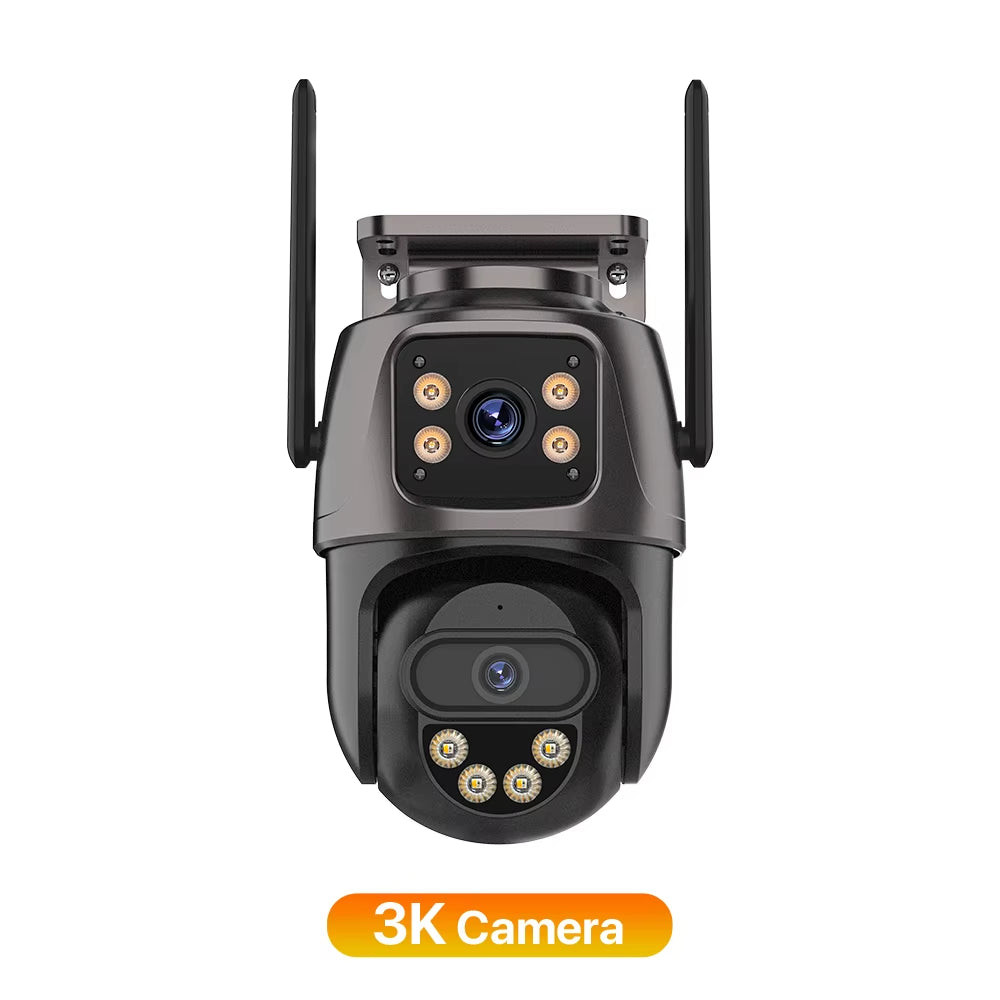 IP Camera 6K 9MP HD Wifi Outdoor Camera 8X Zoom Three Lens Dual Screen Home Security PTZ Camera 6MP Video Surveillance Icsee