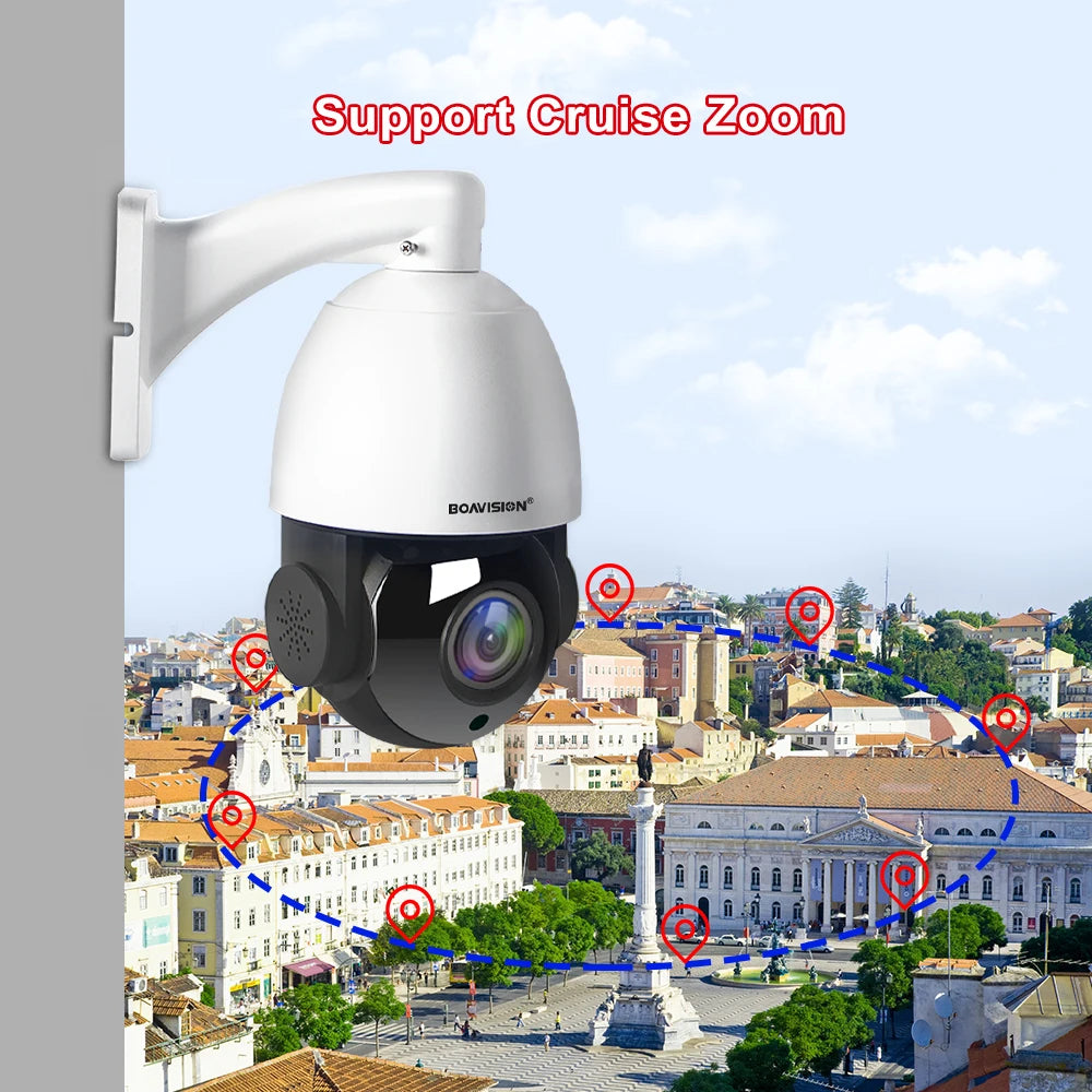 Outdoor 30X Zoom POE PTZ 4K 8MP 5MP H.265 Audio Speed Dome IP Camera Night Vision 80M CCTV Camera Hikvision Protocol Compatible