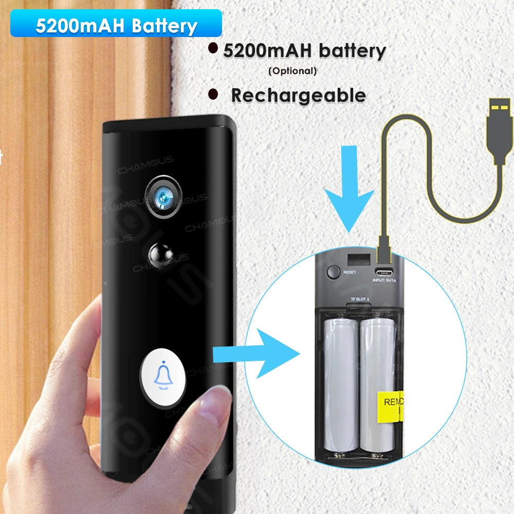Wifi Video Doorbell Camera Tuya Smart Home Wireless Door Bell 1080P Battery Door Phone Alexa Camera Mini Intercom Apartment