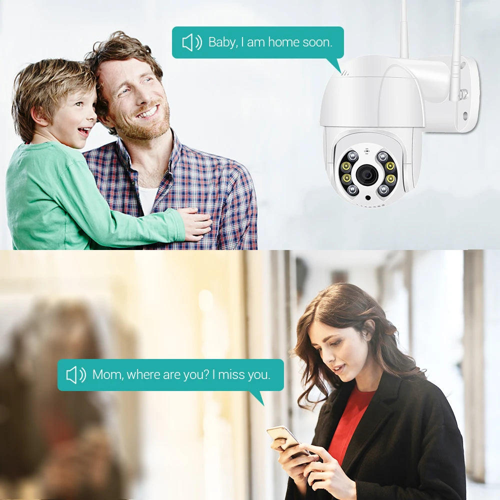 4K Mini PTZ Wifi Camera H.265 Auto Tracking 8MP Wireless IP Camera 4Xdigital Zoom AI Human Detection Dual Light Source ICSEE