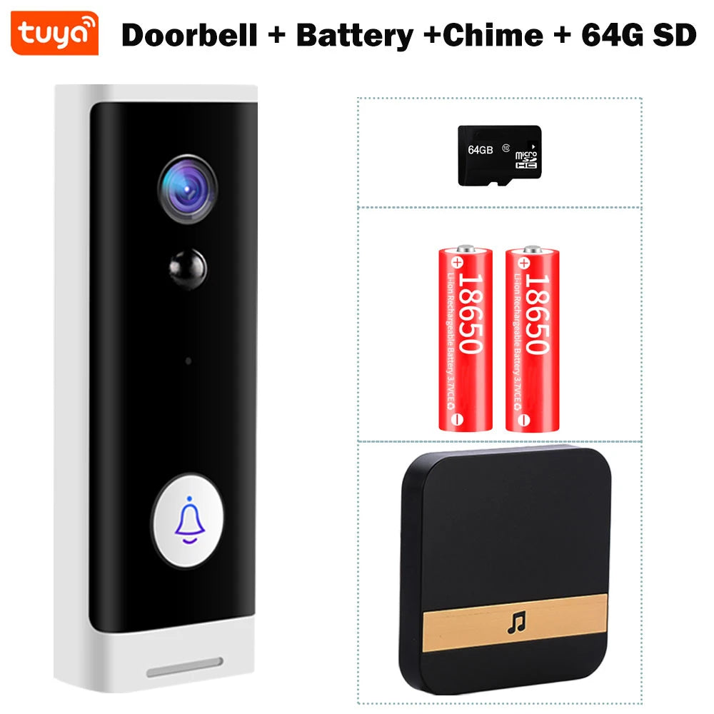 Wifi Video Doorbell Camera Tuya Smart Home Wireless Door Bell 1080P Battery Door Phone Alexa Camera Mini Intercom Apartment