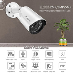 H.265+ 5MP/4MP/3MP/2MP POE IP Camera Street Audio Night Vision Metal IP67 CCTV Security Outdoor Video Surveillance Camera