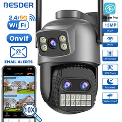 15MP Wifi Camera PTZ Outdoor Dual Screen 10X Digital Zoom Human Detection 10MP Security IP Camera Surveillance O-Kam Pro