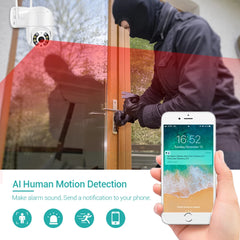 4K Mini PTZ Wifi Camera H.265 Auto Tracking 8MP Wireless IP Camera 4Xdigital Zoom AI Human Detection Dual Light Source ICSEE