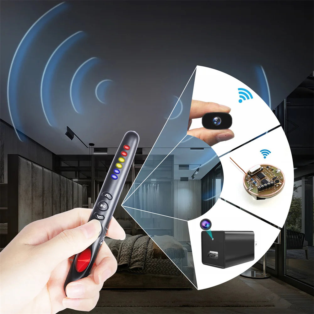G718 anti Spy Camera Detector Protection Alarm Multi-Function Mini Wireless Wifi Tester RF Signal Device Scanner Infrared Detect
